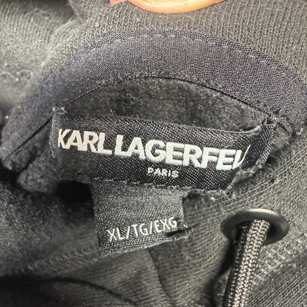 Karl Lagerfeld Paris Men's Black XL Hoodie Pullover Logo Graphic Streetwear - Picture 7 of 10